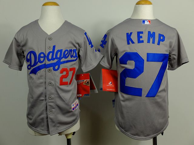 Youth Los Angeles Dodgers #27 Kemp Grey MLB Jerseys->youth mlb jersey->Youth Jersey